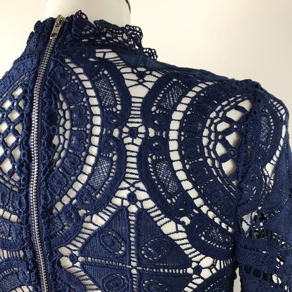 SHEIN | Navy Blue Crochet Mini Dress - Picture 6 of 7